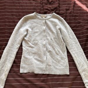 Garnet Hill Light Gray Cashmere Cardigan